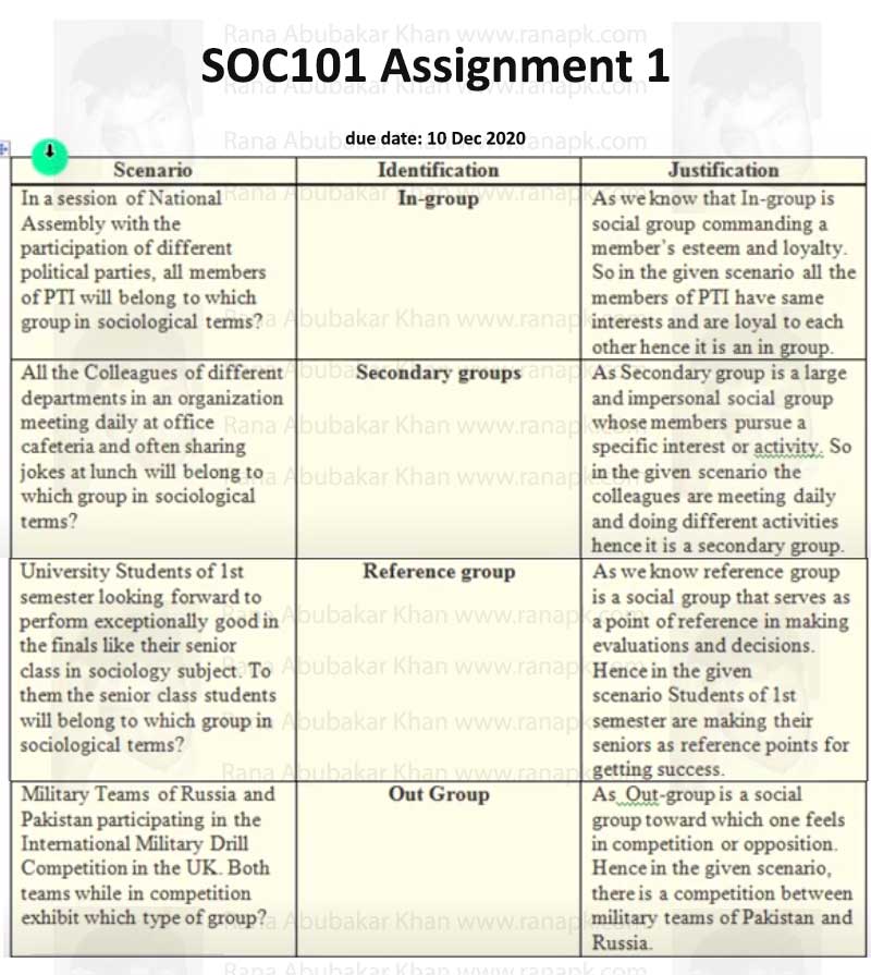 soc101 assignment 1 solution