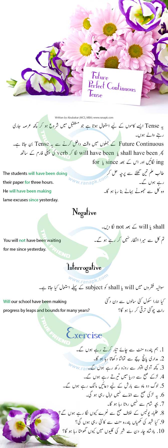 Future Perfect Continuous Tense Urdu Future Perfect Continuous Urdu 