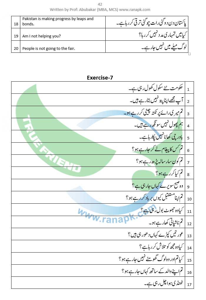 tenses in urdu pdf